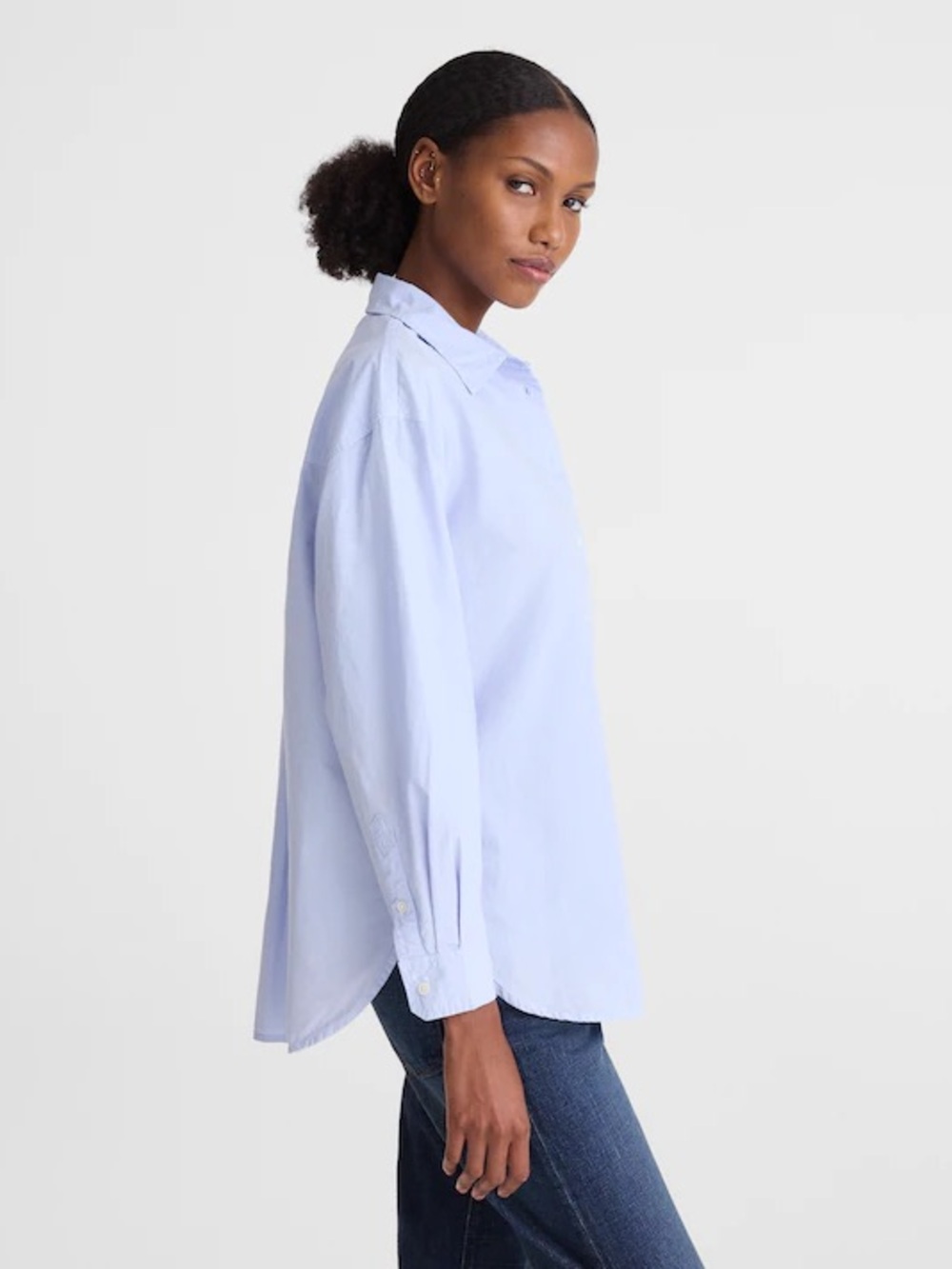 Madewell The Easy Shirt in Poplin in Light Blue M - Picture 3 of 9